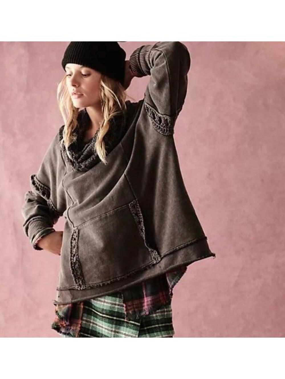 Free People Melody Crochet Sweatshirt (L)